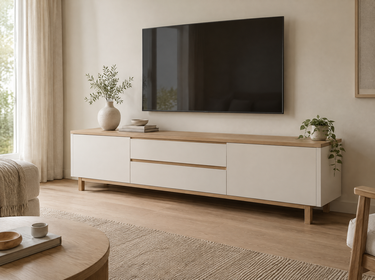 Meubles TV blanc et bois