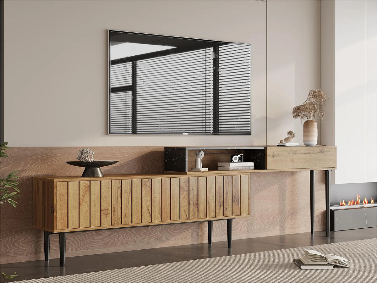Meuble TV en Bois Noir 129 cm - MODERNLUXE