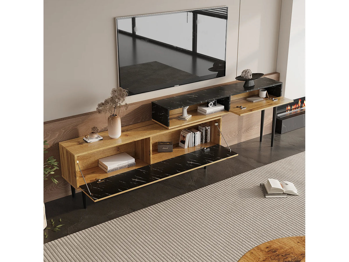 Meuble TV en Bois Noir 129 cm - MODERNLUXE vue 2