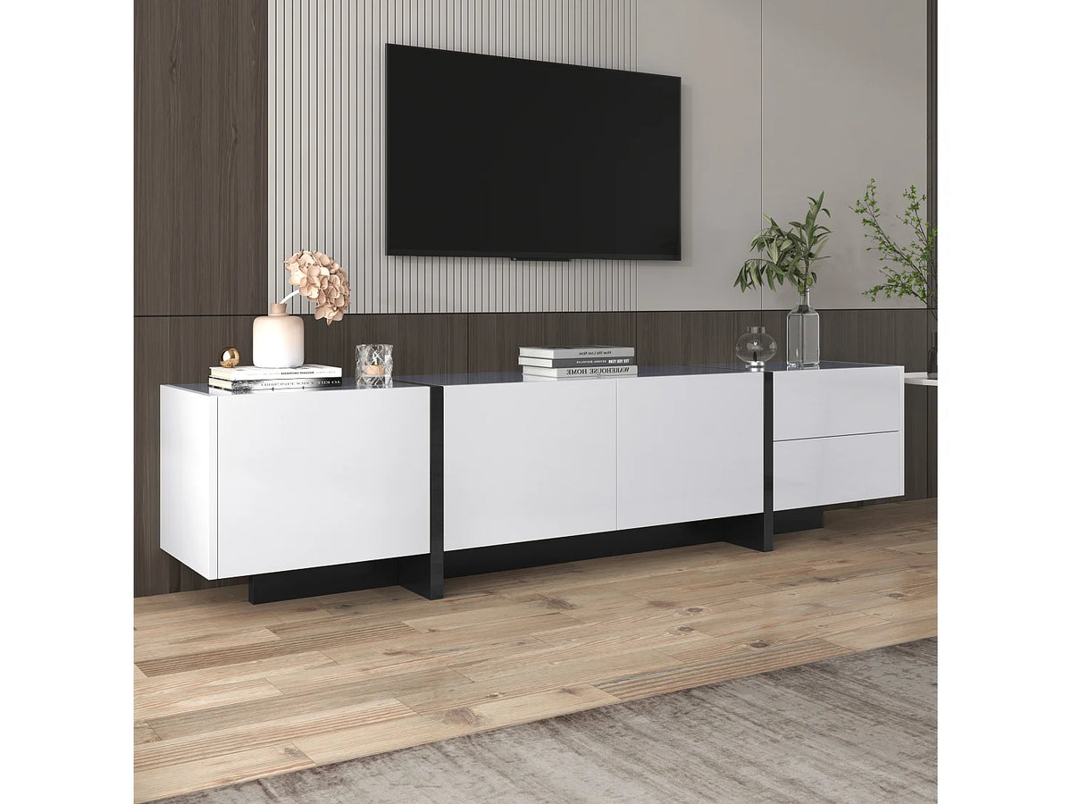 Meuble TV en Bois Blanc 190 cm - MODERNLUXE vue 2
