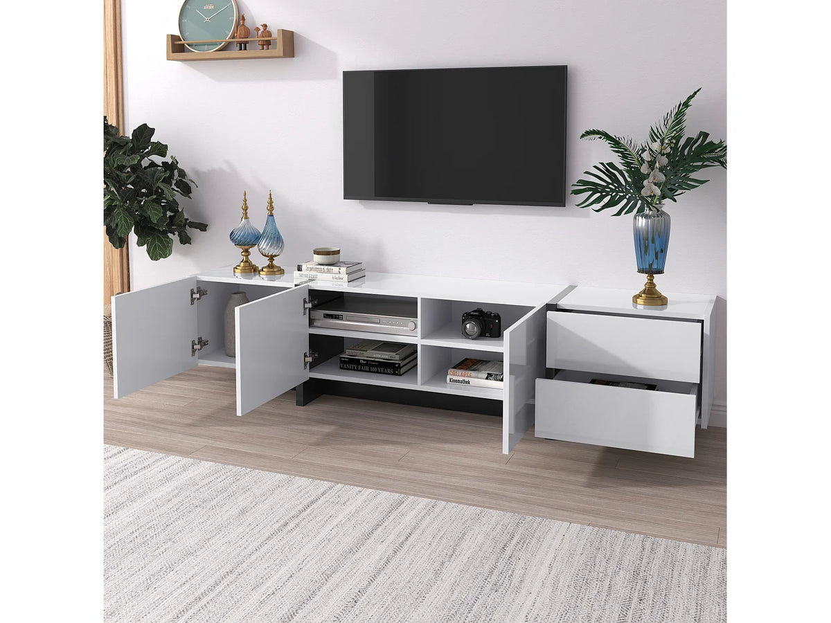Meuble TV en Bois Blanc 190 cm - MODERNLUXE vue 3