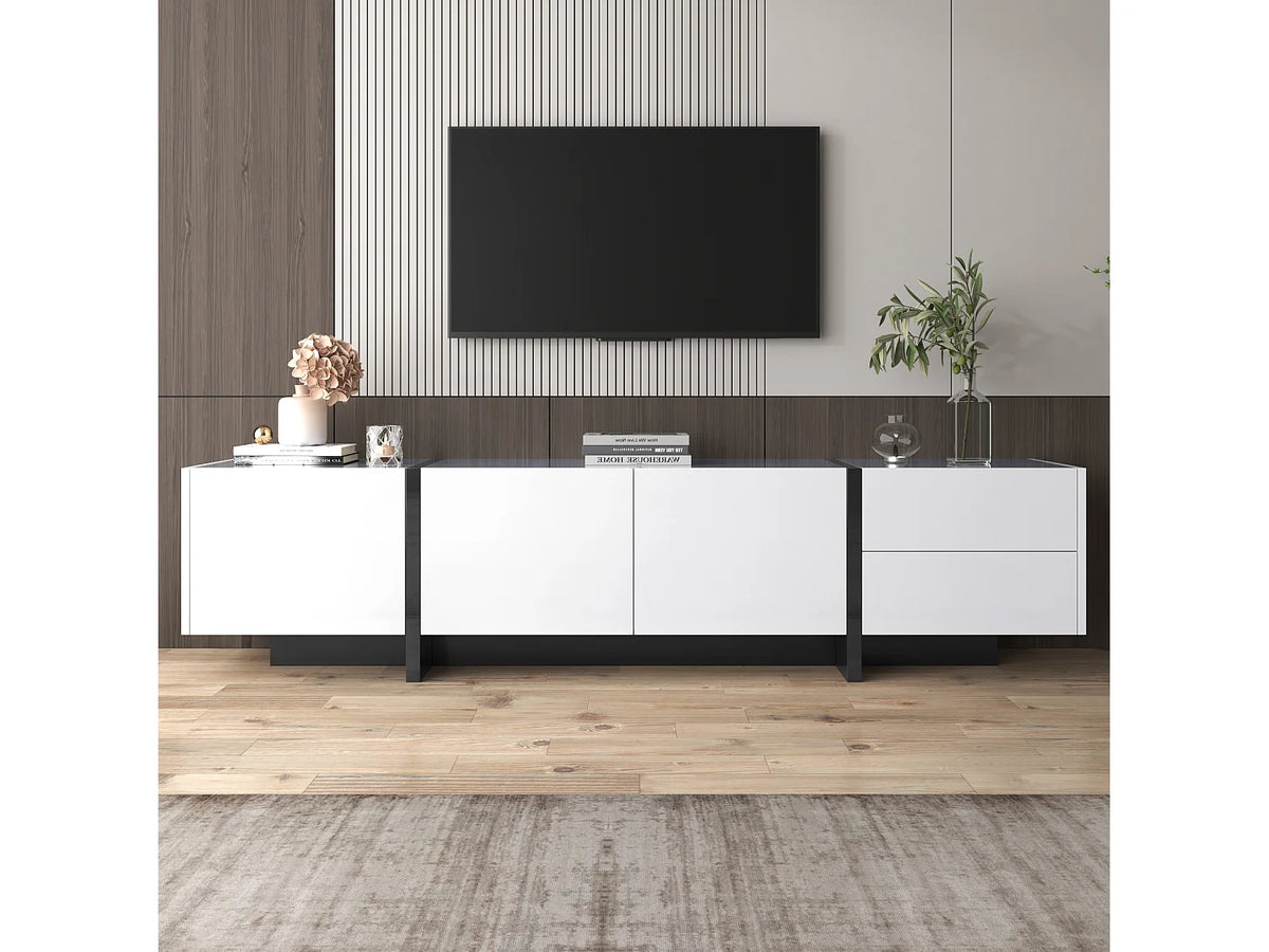 Meuble TV en Bois Blanc 190 cm - MODERNLUXE vue 9