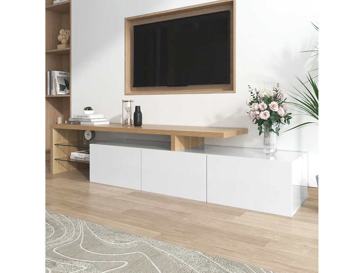 Meuble TV en Bois Blanc 198 cm - MODERNLUXE vue 9