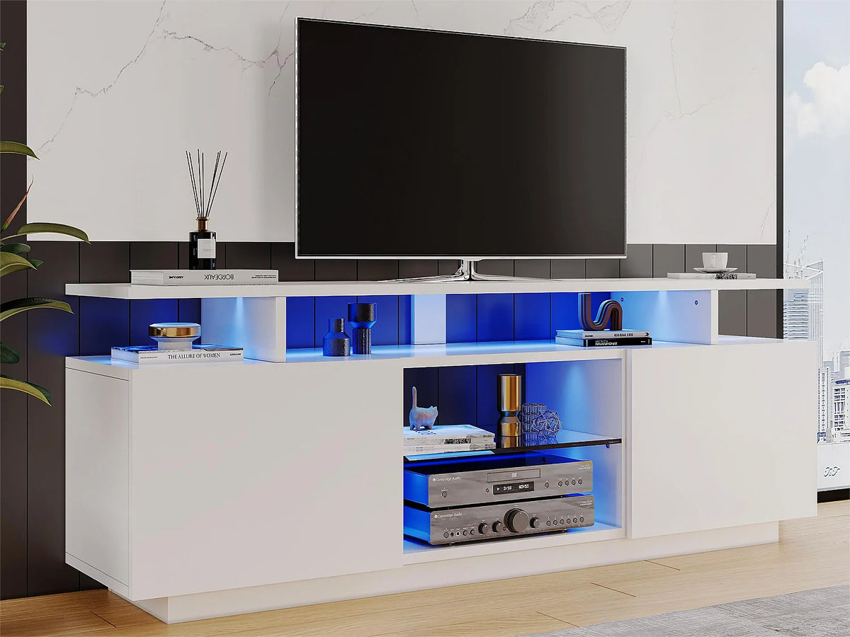 Meuble TV en Bois Blanc 140 cm - MERAX vue 2