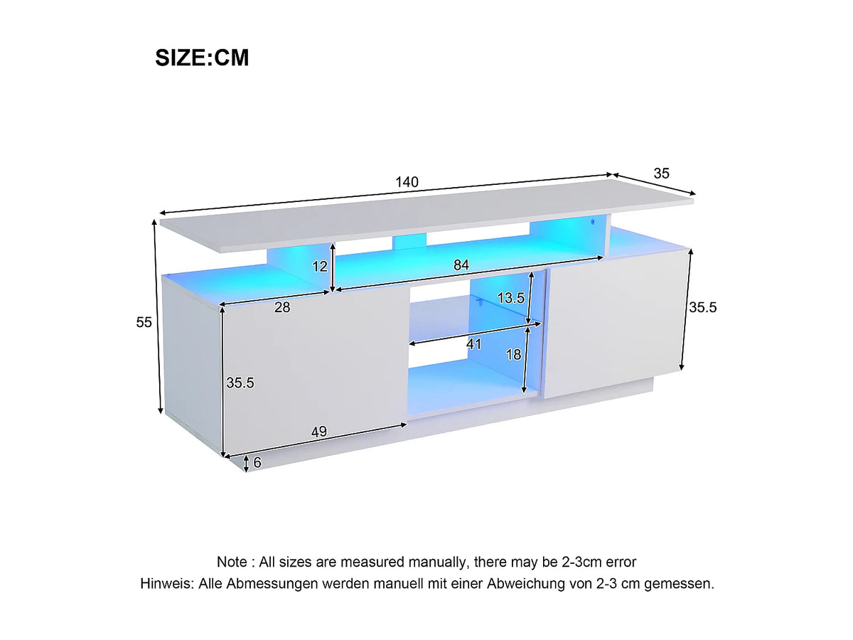 Meuble TV en Bois Blanc 140 cm - MERAX vue 4