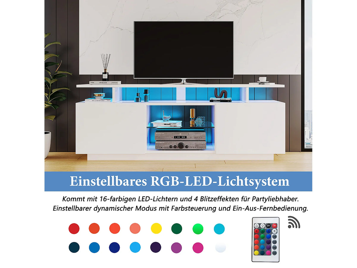 Meuble TV en Bois Blanc 140 cm - MERAX vue 5