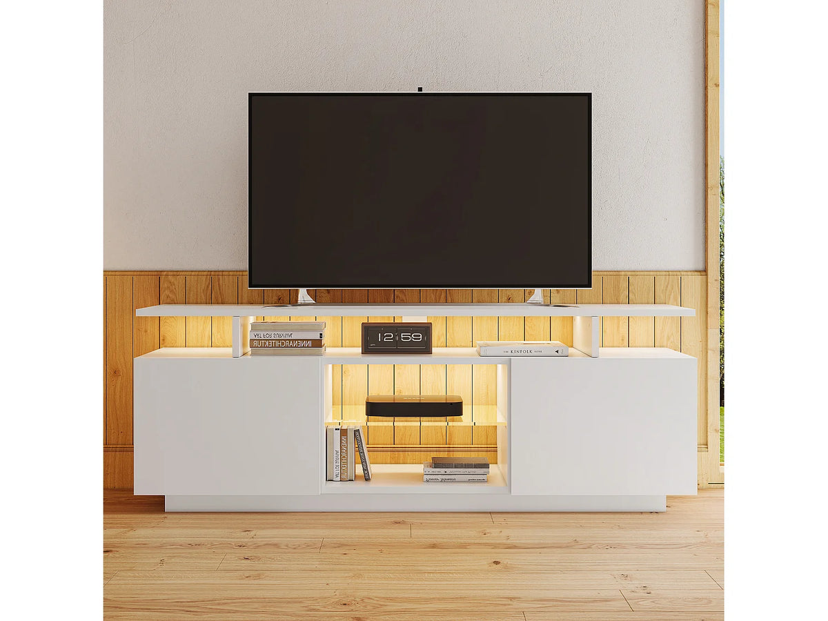 Meuble TV en Bois Blanc 140 cm - MERAX vue 7