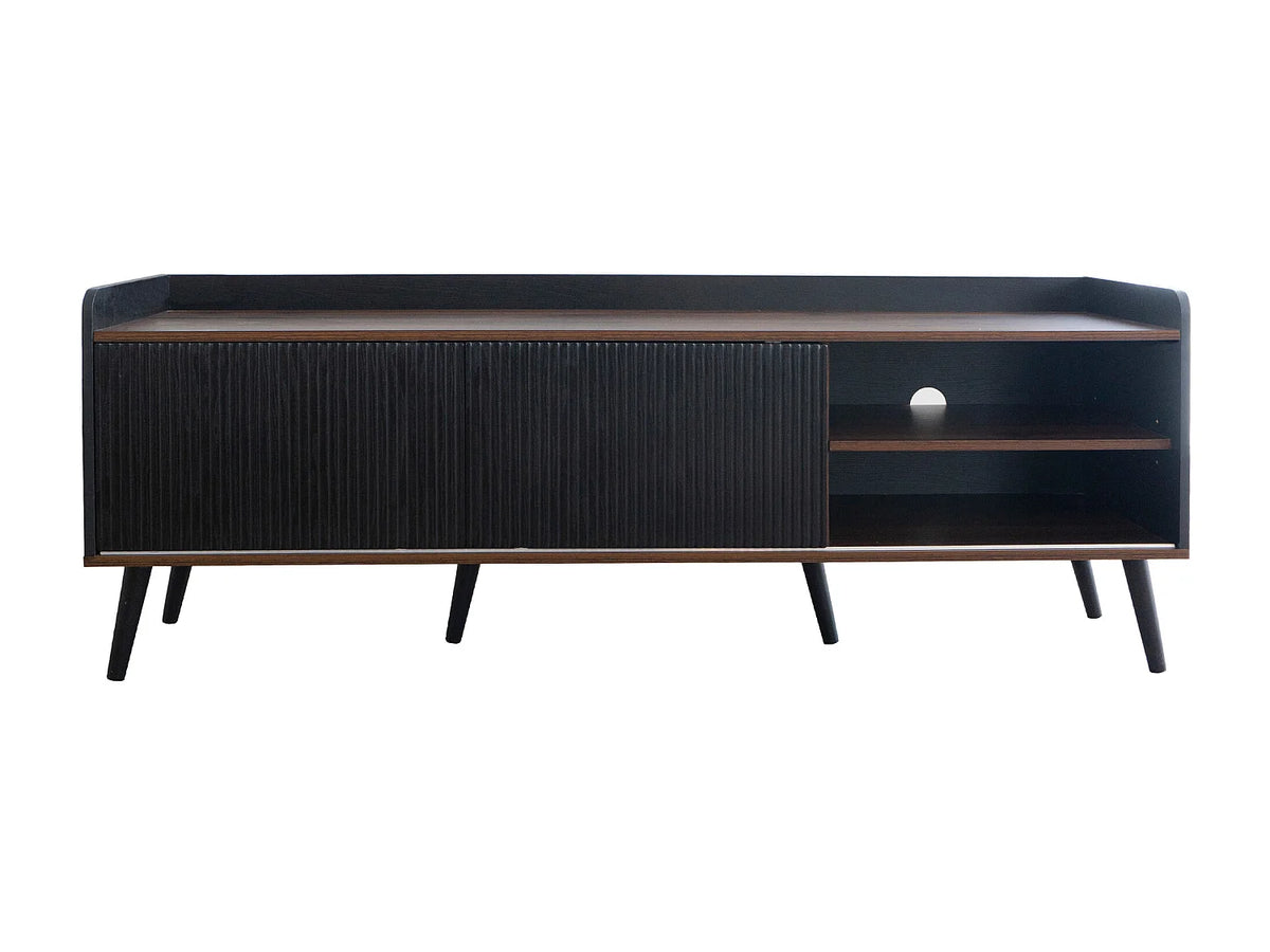 Meuble TV en Bois Noir 160 cm - MERAX vue 7
