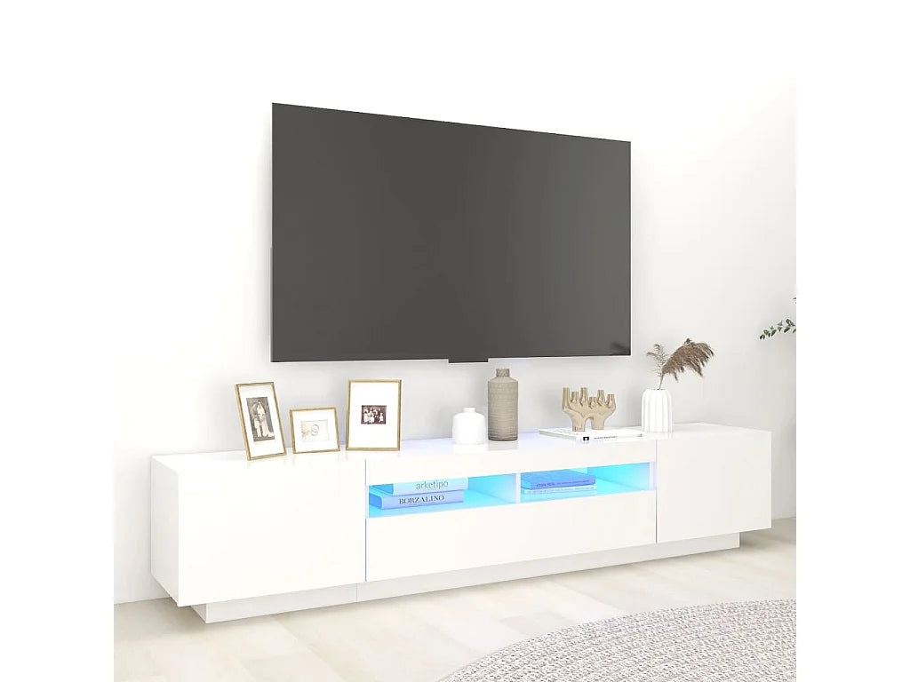 Meuble TV en Bois Blanc 200 cm - MAISON CHIC