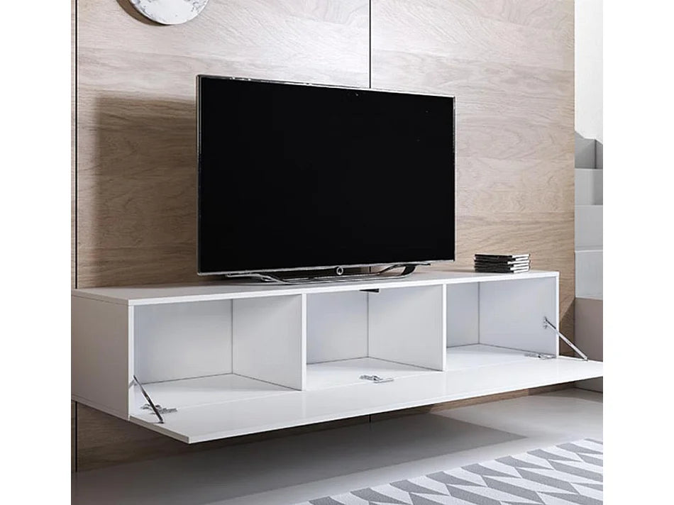 Meuble TV en Bois Blanc 160 cm avec LED - MB MUEBLES BONITOS vue 3