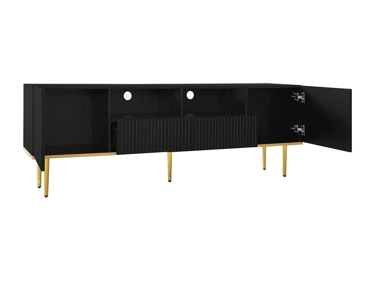Meuble TV en Bois Noir 165 cm - MODERNLUXE vue 4