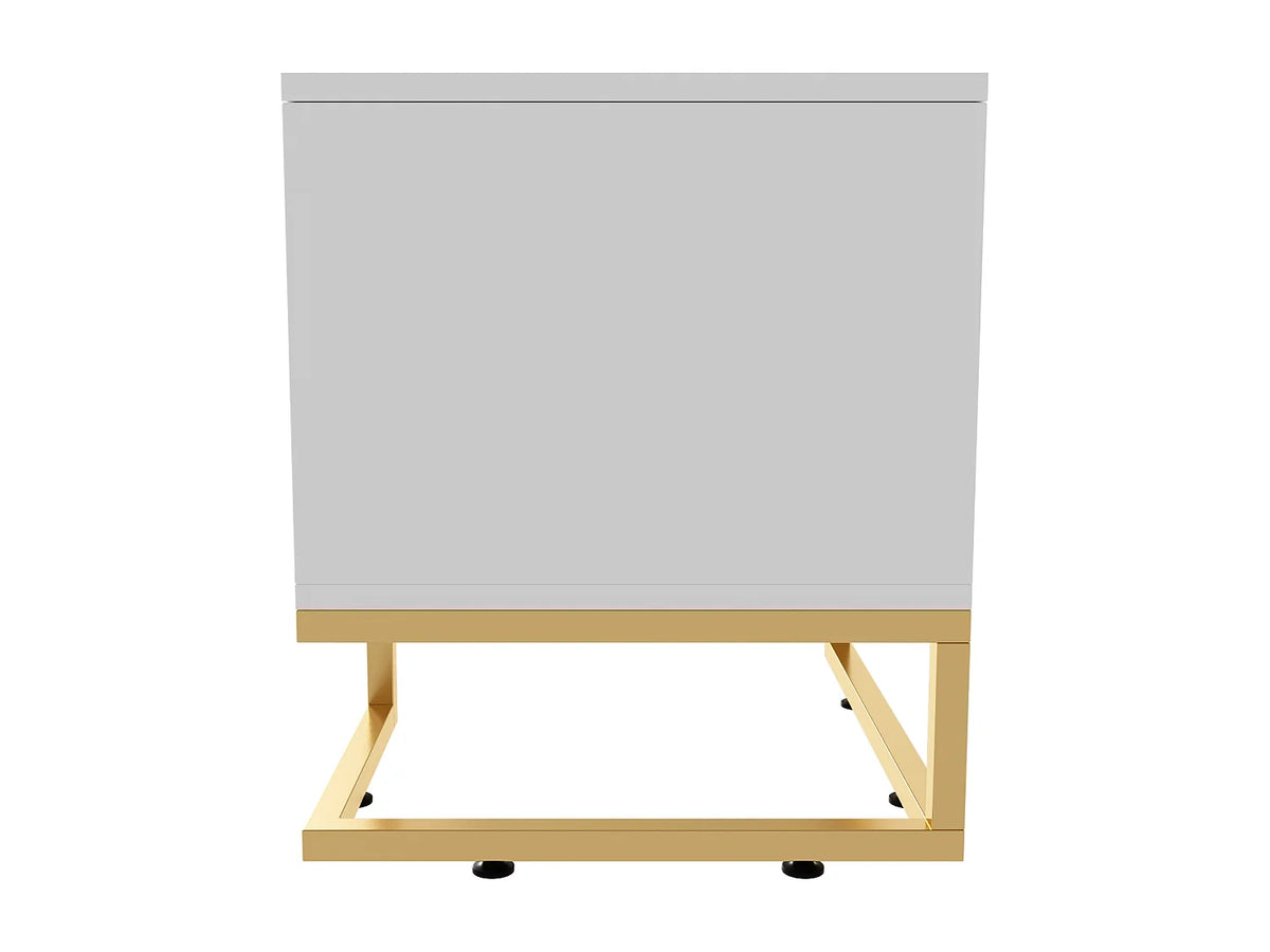 Meuble TV en Bois Blanc 170 cm Doré - MODERNLUXE vue 7