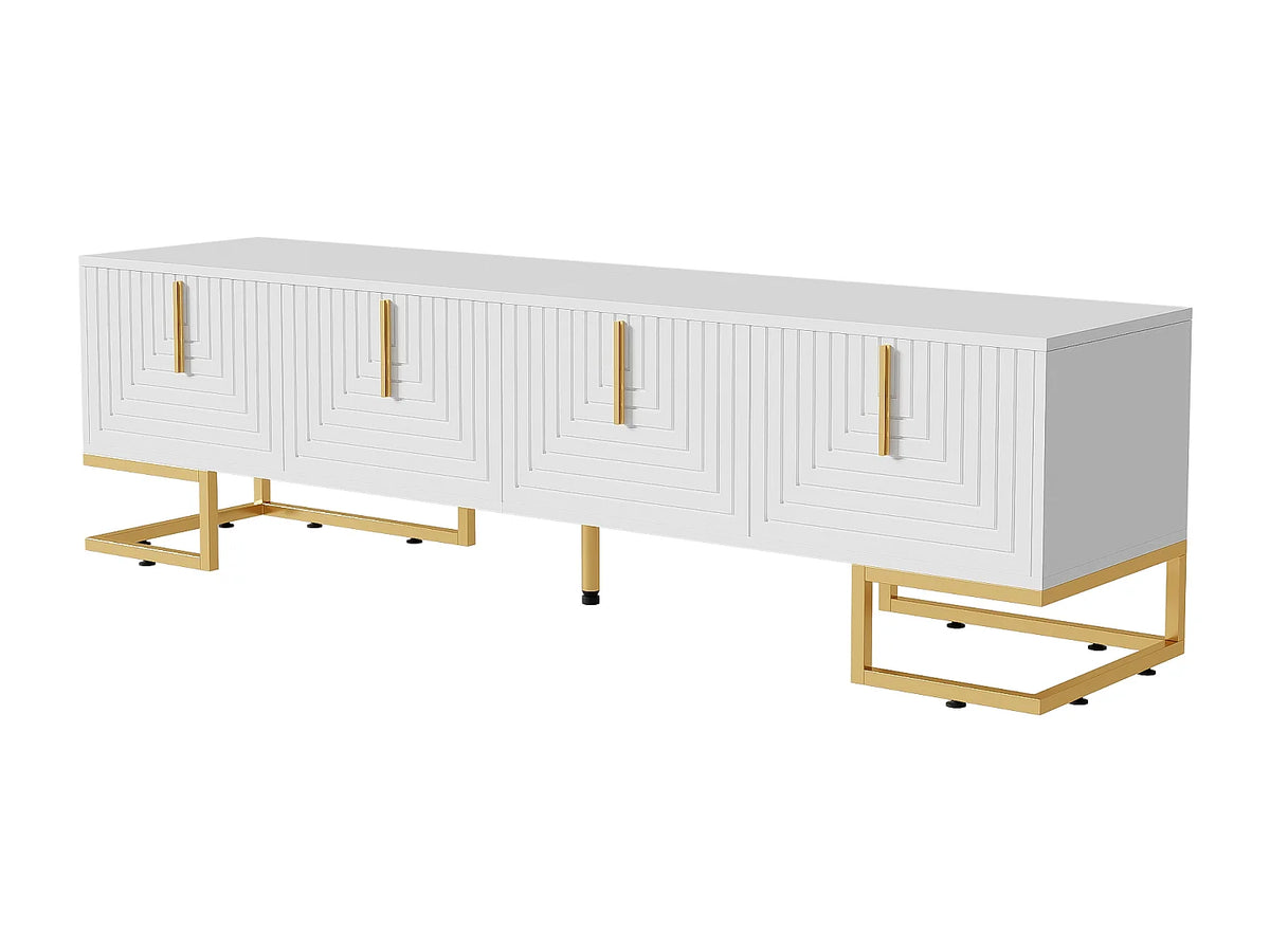 Meuble TV en Bois Blanc 170 cm Doré - MODERNLUXE vue 8