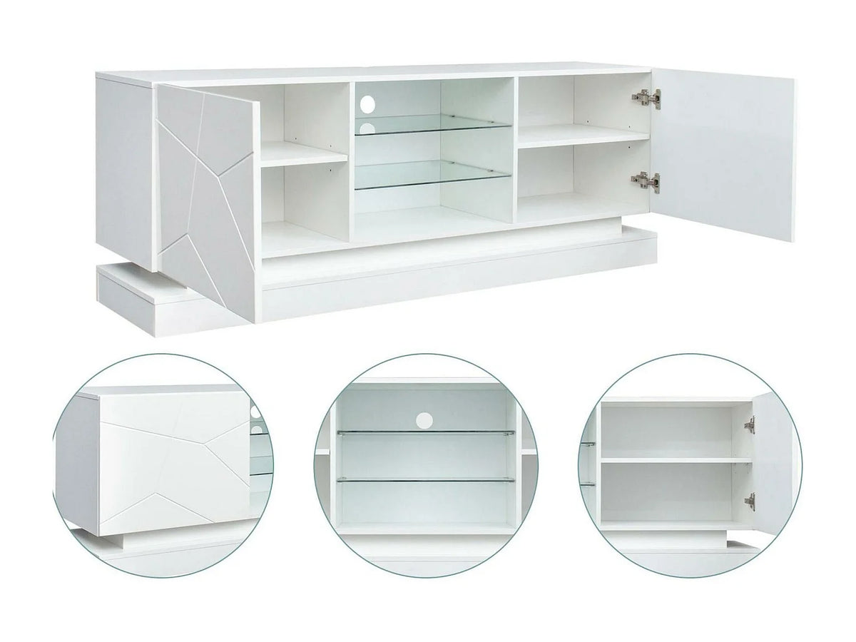 Meuble TV en Bois Blanc 160 cm 2 Portes - MODERNLUXE vue 6