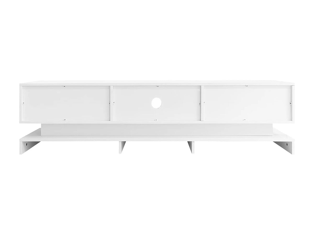 Meuble TV en Bois Blanc 160 cm 2 Tiroirs - MODERNLUXE vue 9