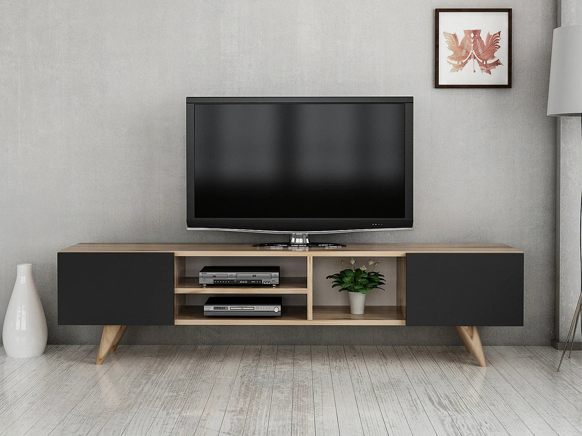 Meuble TV en Bois Noir - MOSTIA vue 6