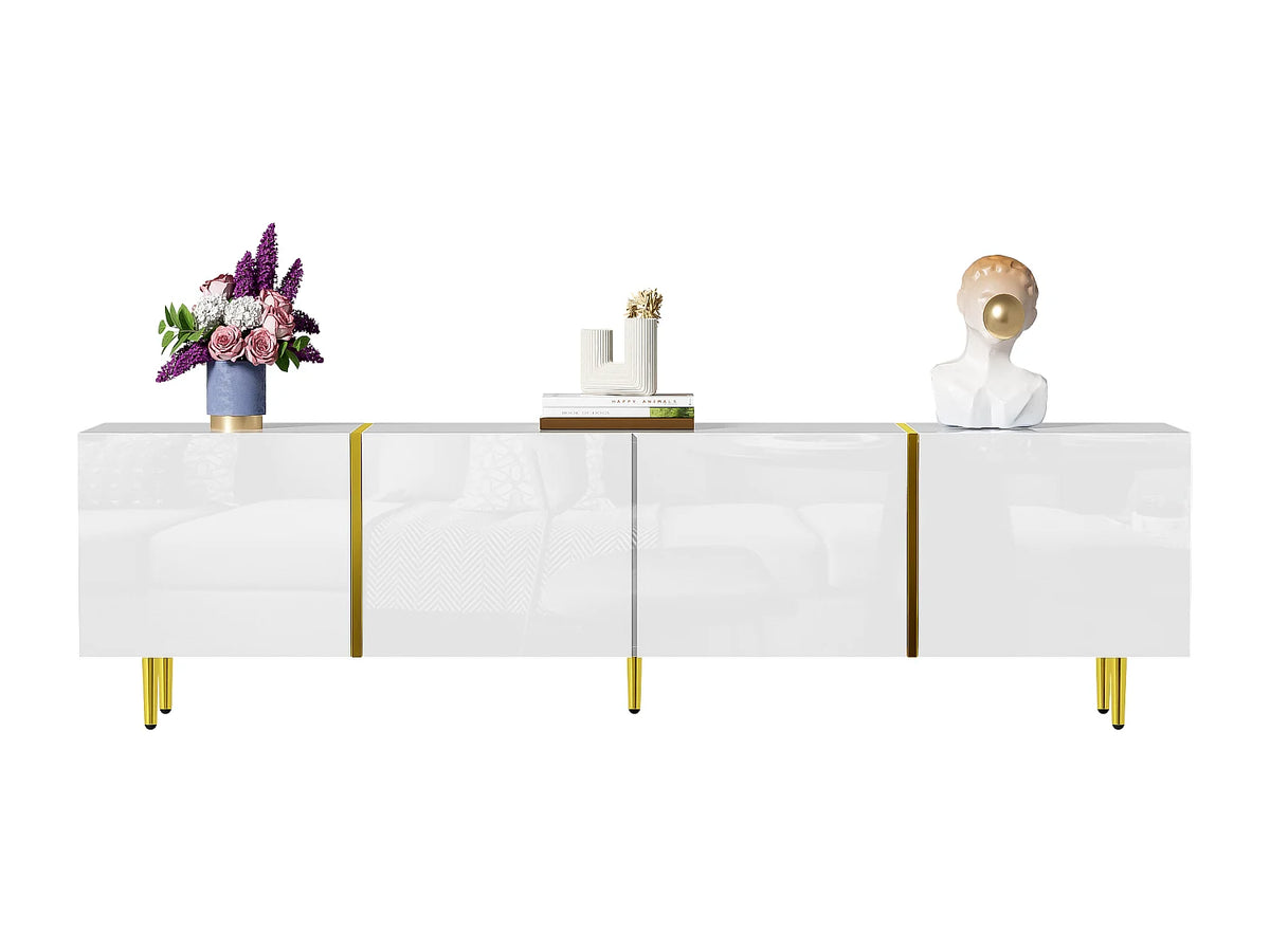 Meuble TV en Bois Blanc 170 cm 4 Portes - MODERNLUXE vue 4