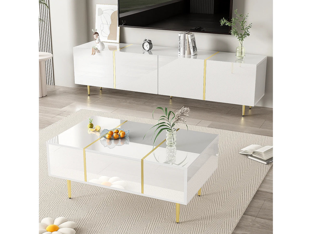 Meuble TV en Bois Blanc - MERAX vue 3