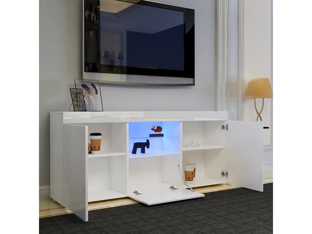Meuble TV en Bois Blanc 135 cm - DRIPEX vue 3