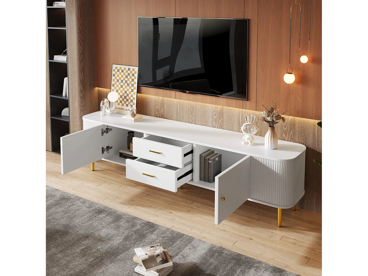 Meuble TV en Bois Blanc 170 cm - MERAX