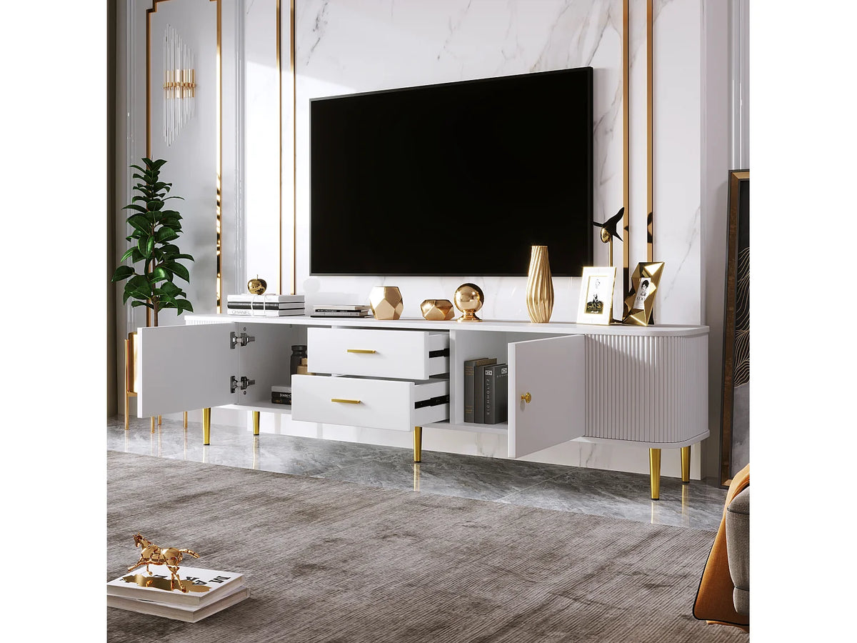 Meuble TV en Bois Blanc 170 cm - MERAX vue 2