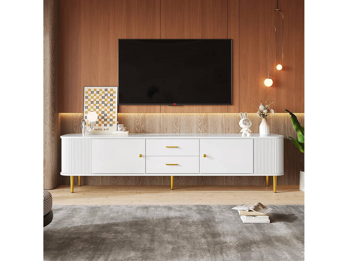 Meuble TV en Bois Blanc 170 cm - MERAX vue 3