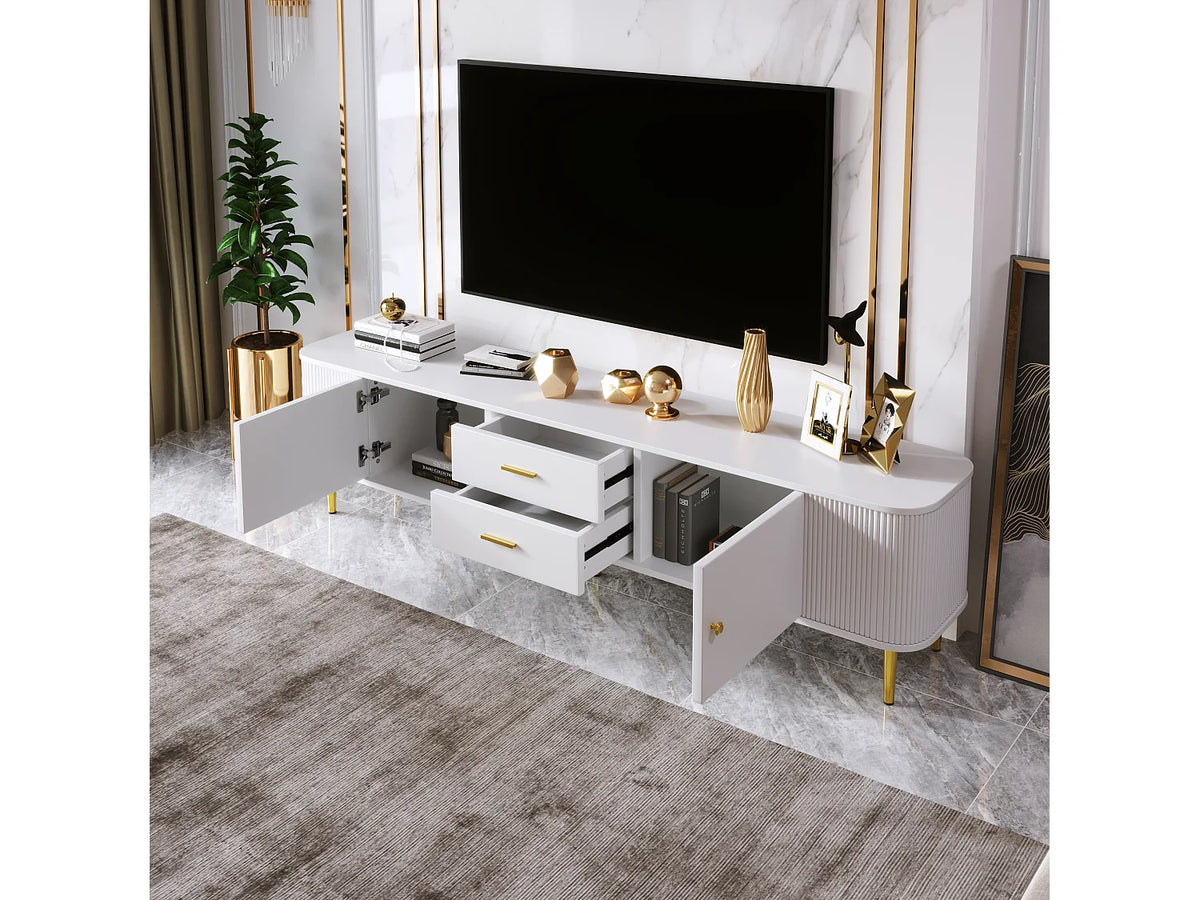 Meuble TV en Bois Blanc 170 cm - MERAX vue 4
