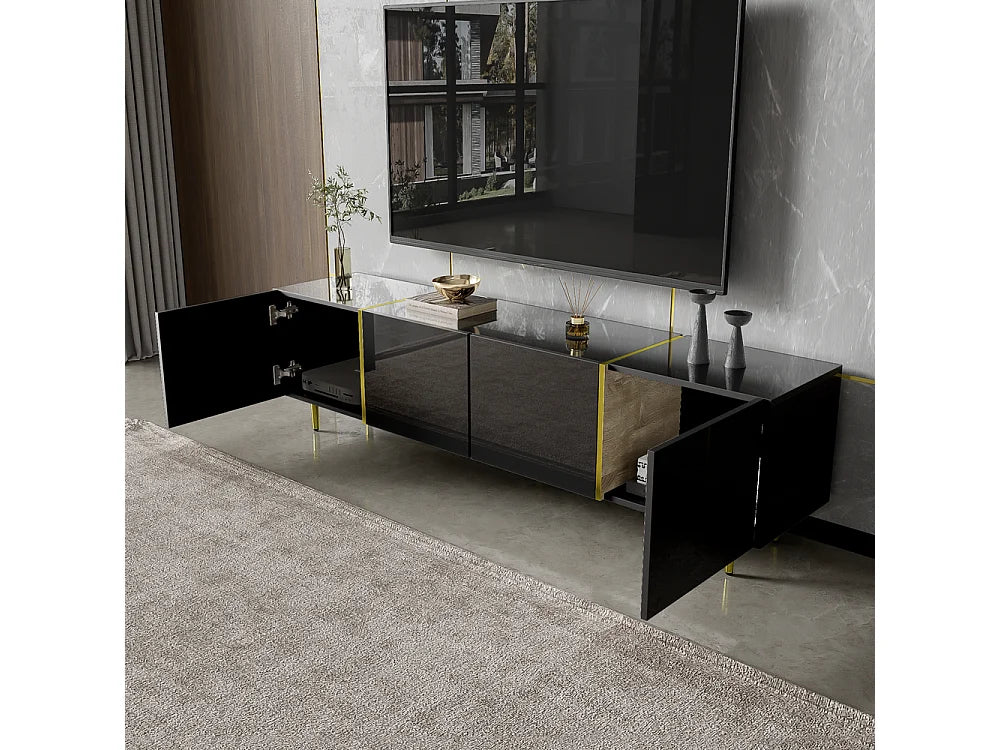 Meuble TV en Bois Noir - SWEIKO vue 5