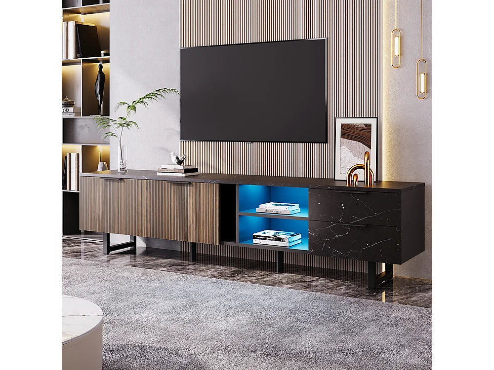 Meuble TV en Bois Noir 200 cm - SWEIKO vue 3