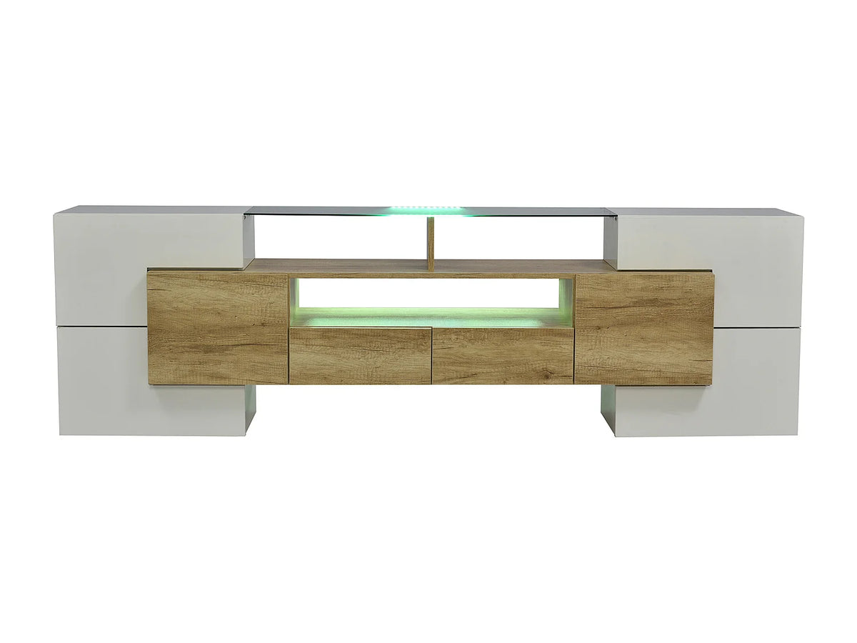 Meuble TV en Bois Blanc 200 cm - MODERNLUXE vue 6