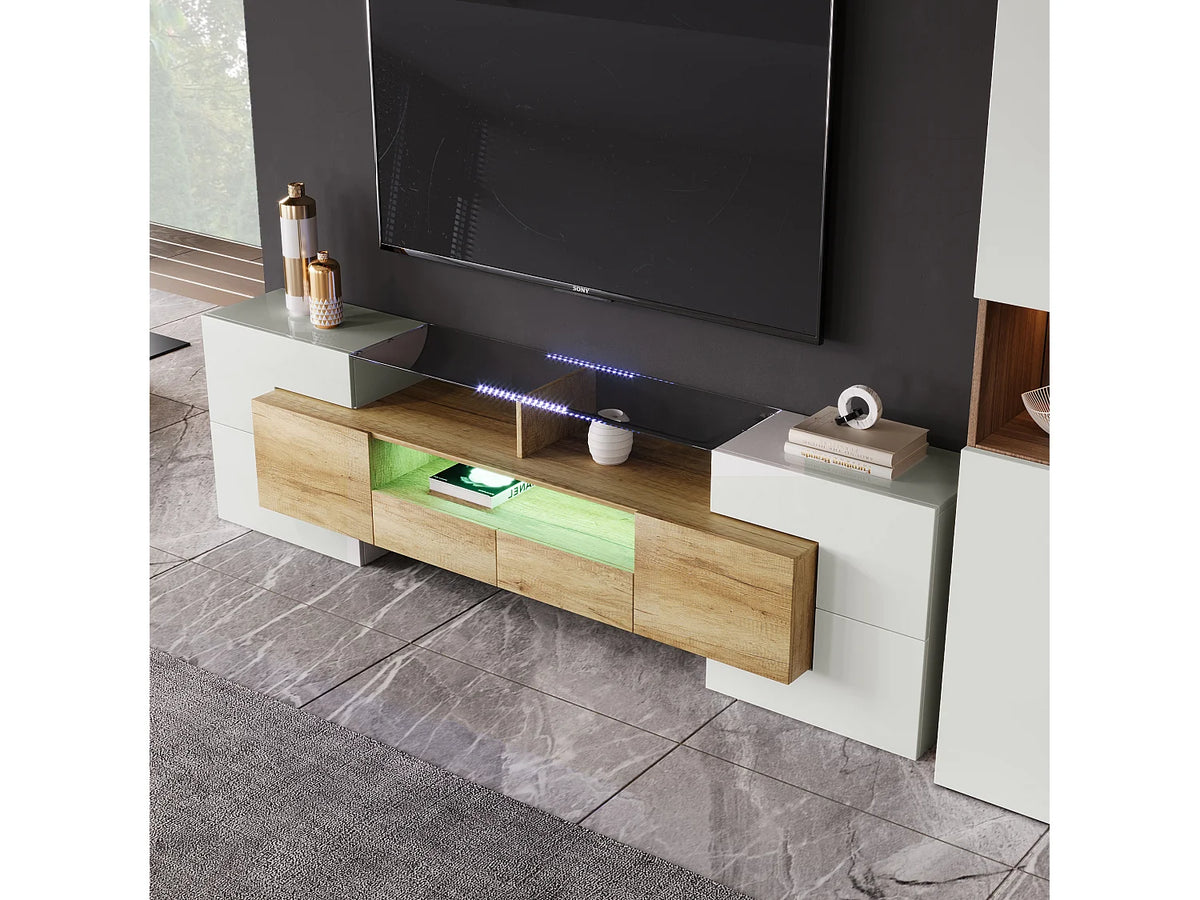 Meuble TV en Bois Blanc 200 cm - MODERNLUXE vue 8