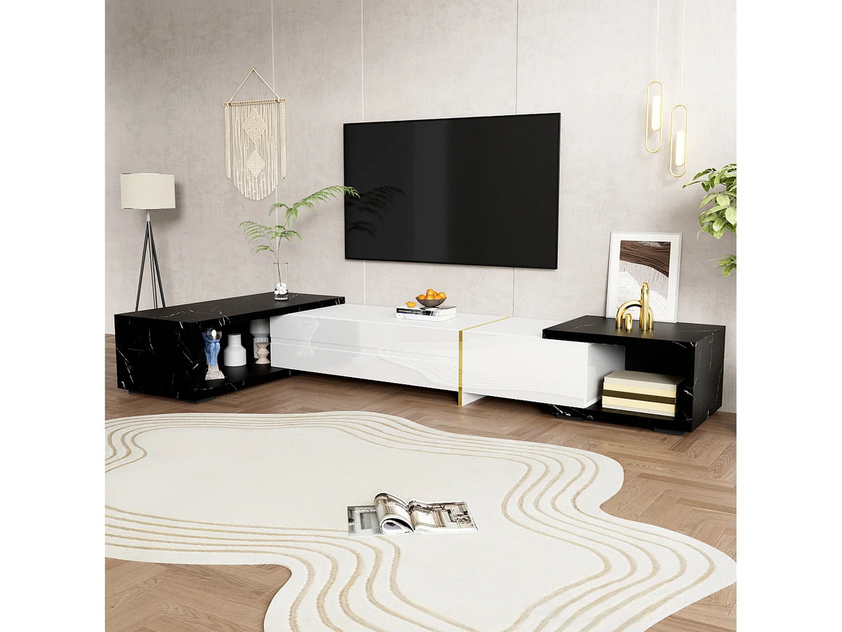 Meuble TV en Bois Blanc 260 cm - MODERNLUXE vue 2