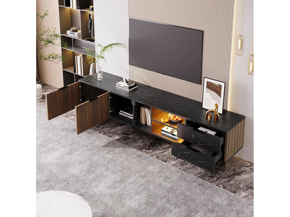 Meuble TV en Bois 200 cm - MODERNLUXE vue 3