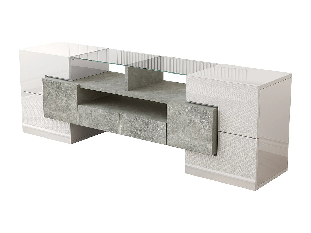 Meuble TV en Bois Blanc 145 cm - MODERNLUXE vue 5