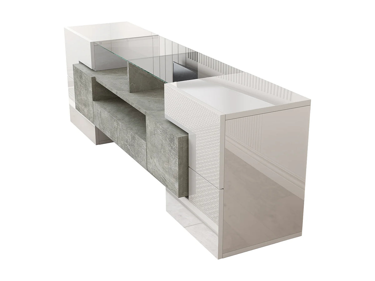 Meuble TV en Bois Blanc 145 cm - MODERNLUXE vue 8
