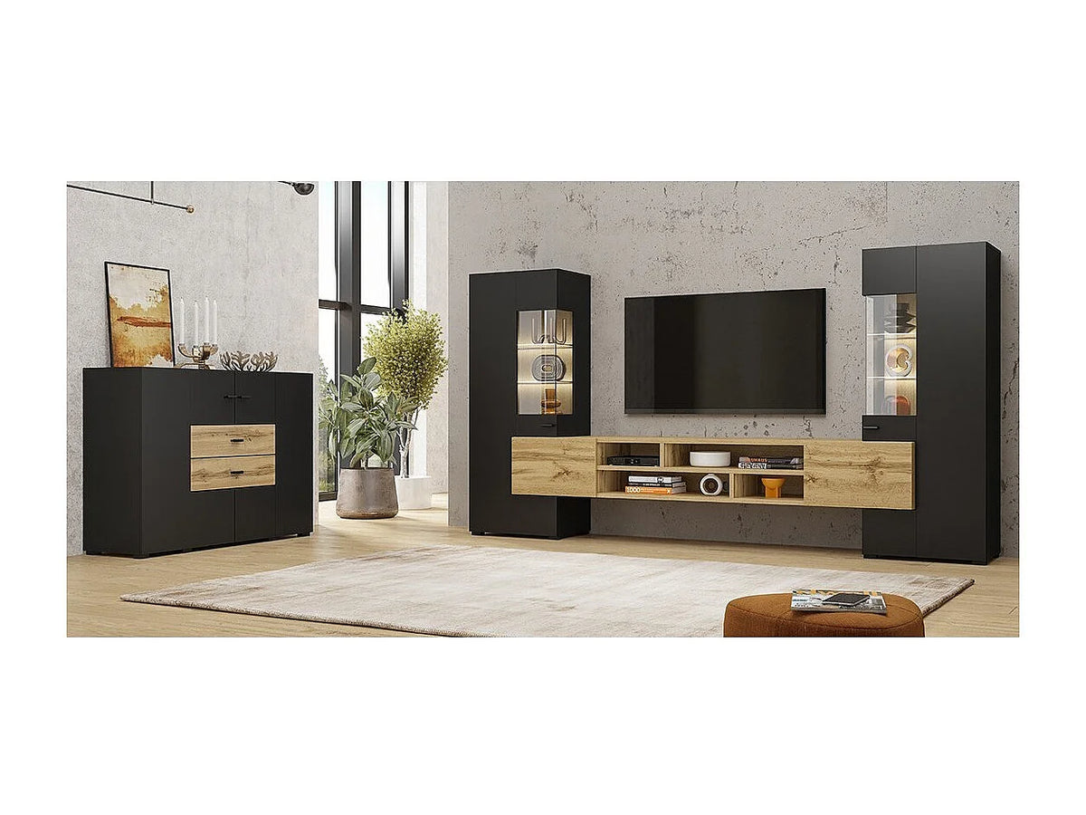 Meuble TV Effet Chêne Noir - KOBEE vue 4