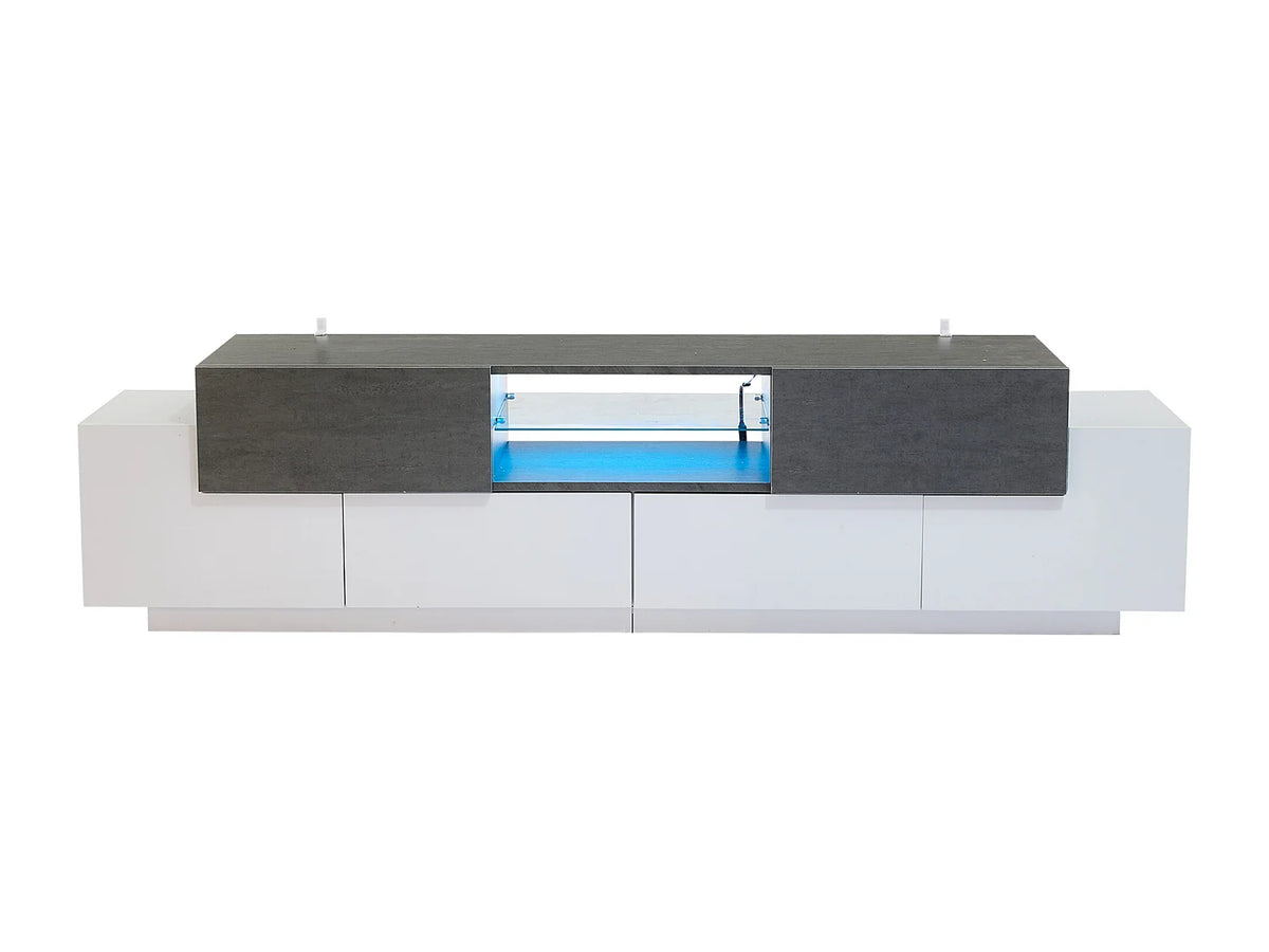 Meuble TV en Bois Blanc 180 cm 4 Portes 2 Tiroirs - MODERNLUXE vue 7