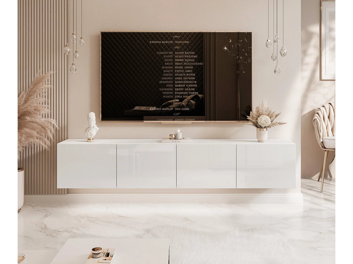 Meuble TV en Bois Blanc 200 cm - ANGEL vue 5