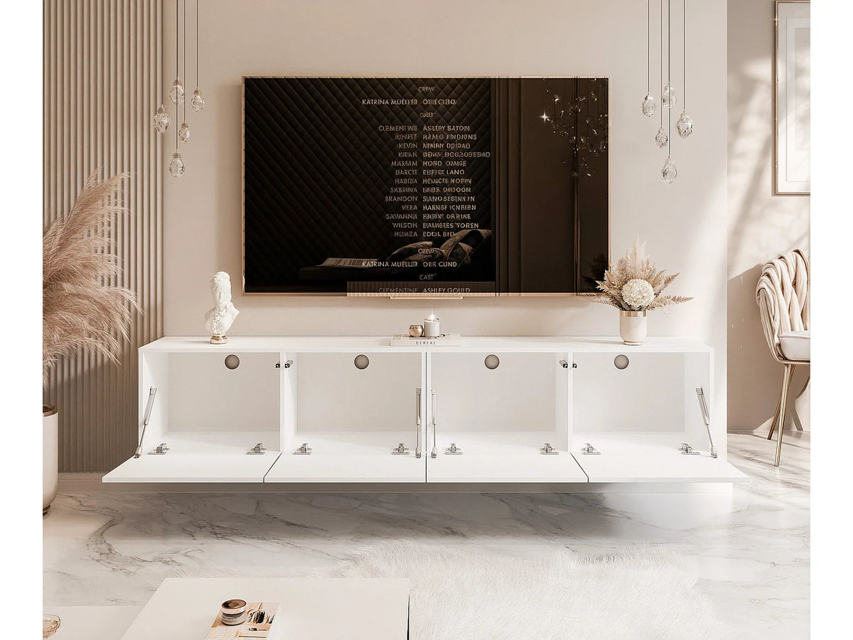 Meuble TV en Bois Blanc 200 cm - ANGEL vue 8