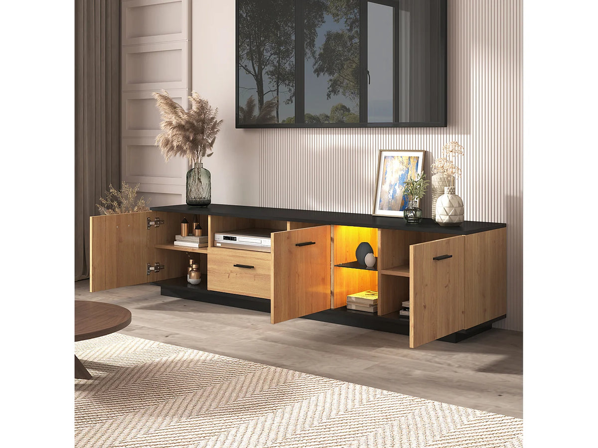 Meuble TV en Bois Noir 180 cm - MERAX vue 3