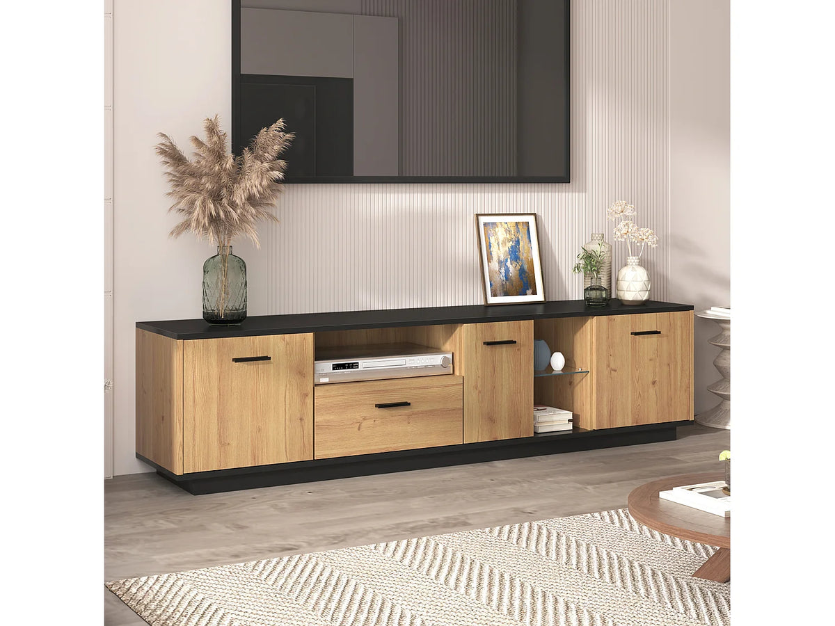 Meuble TV en Bois Noir 180 cm - MERAX vue 6