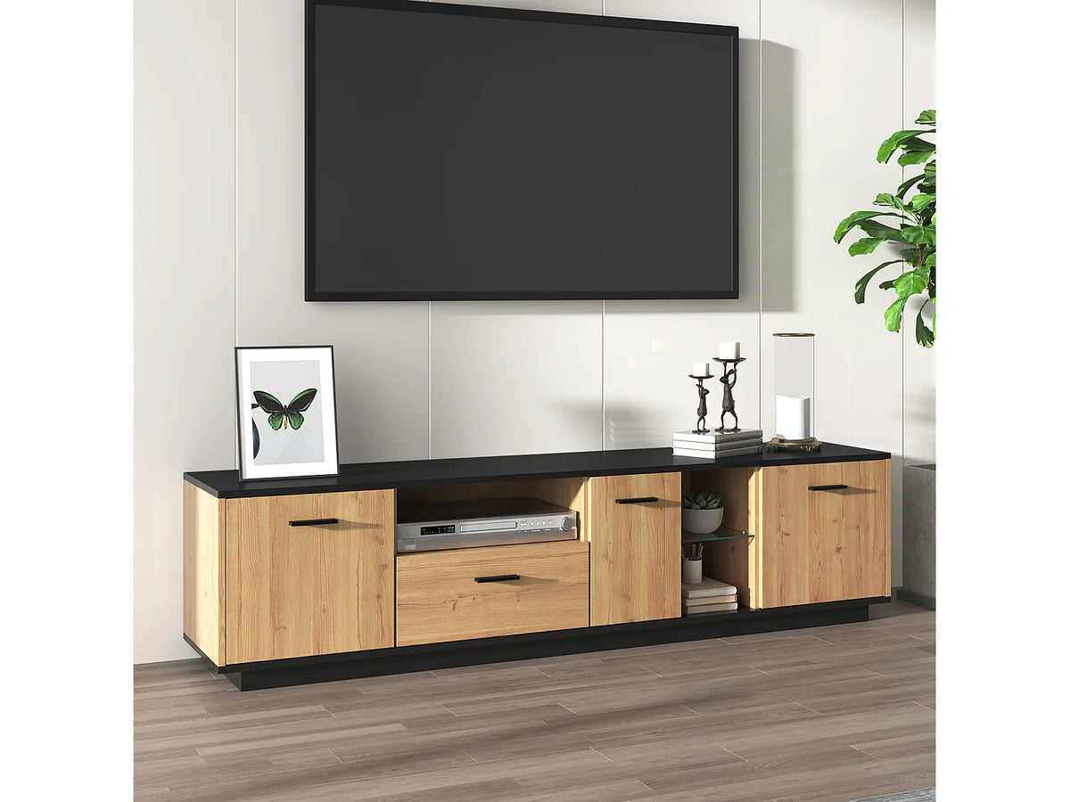 Meuble TV en Bois Noir 180 cm - MERAX vue 10