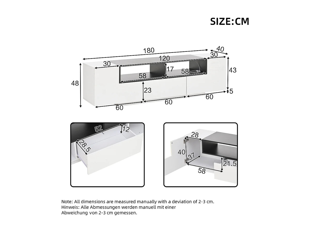 Meuble TV en Bois Blanc 180 cm - MERAX vue 5