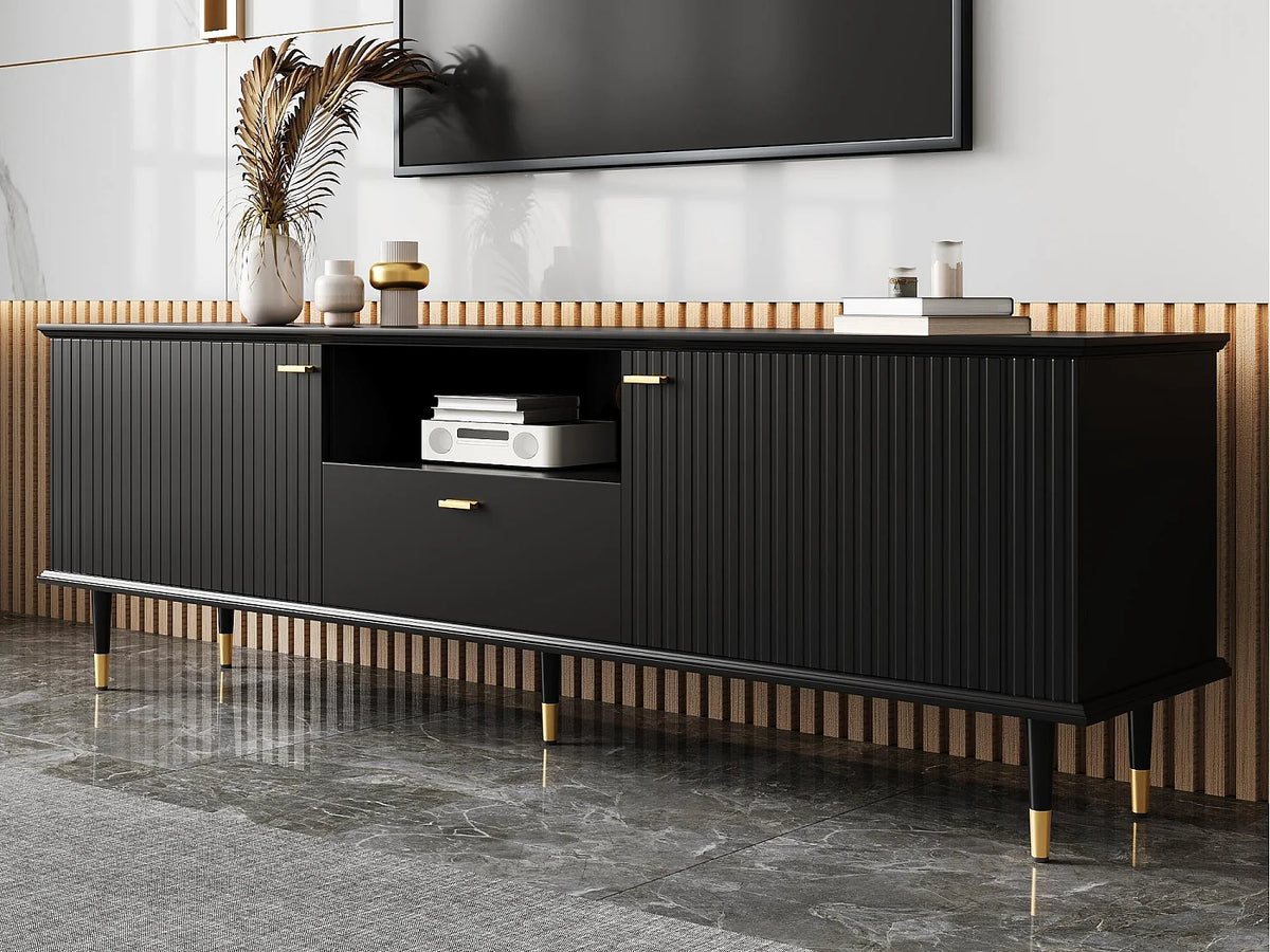 Meuble TV en Bois Noir 170 cm - MODERNLUXE