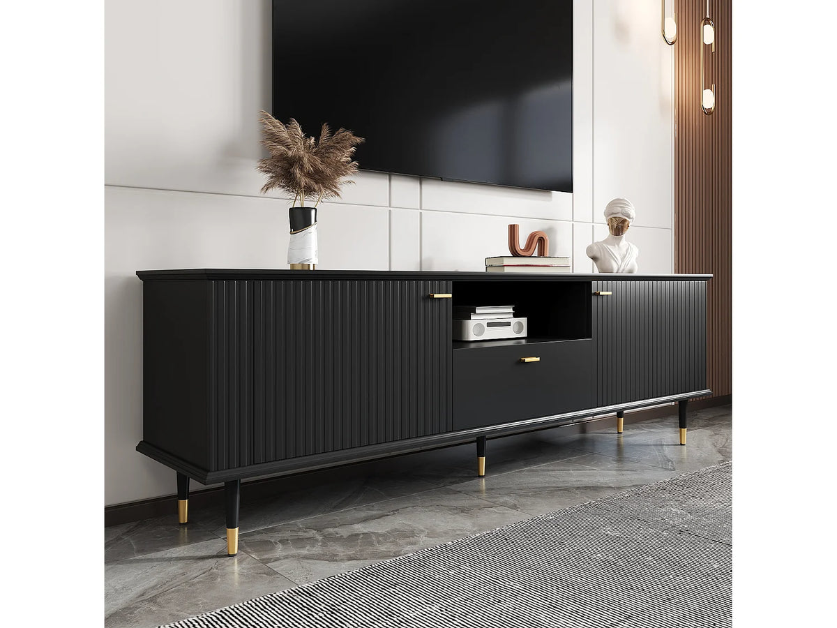 Meuble TV en Bois Noir 170 cm - MODERNLUXE vue 4