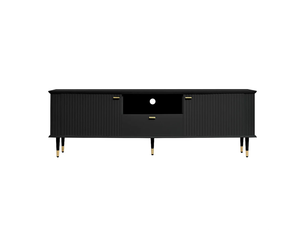 Meuble TV en Bois Noir 170 cm - MODERNLUXE vue 9