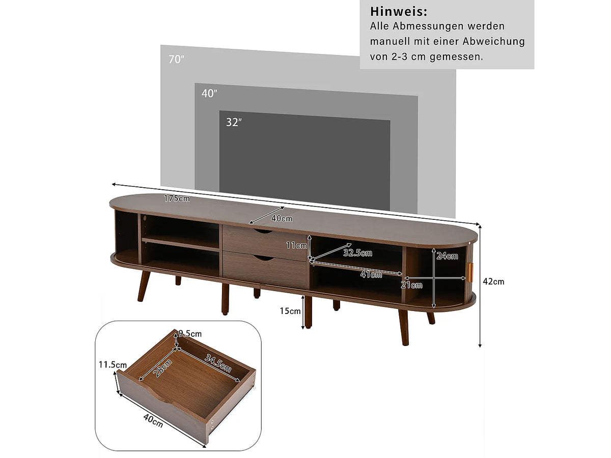 Meuble TV Bas Effet Noyer - MODFU vue 4