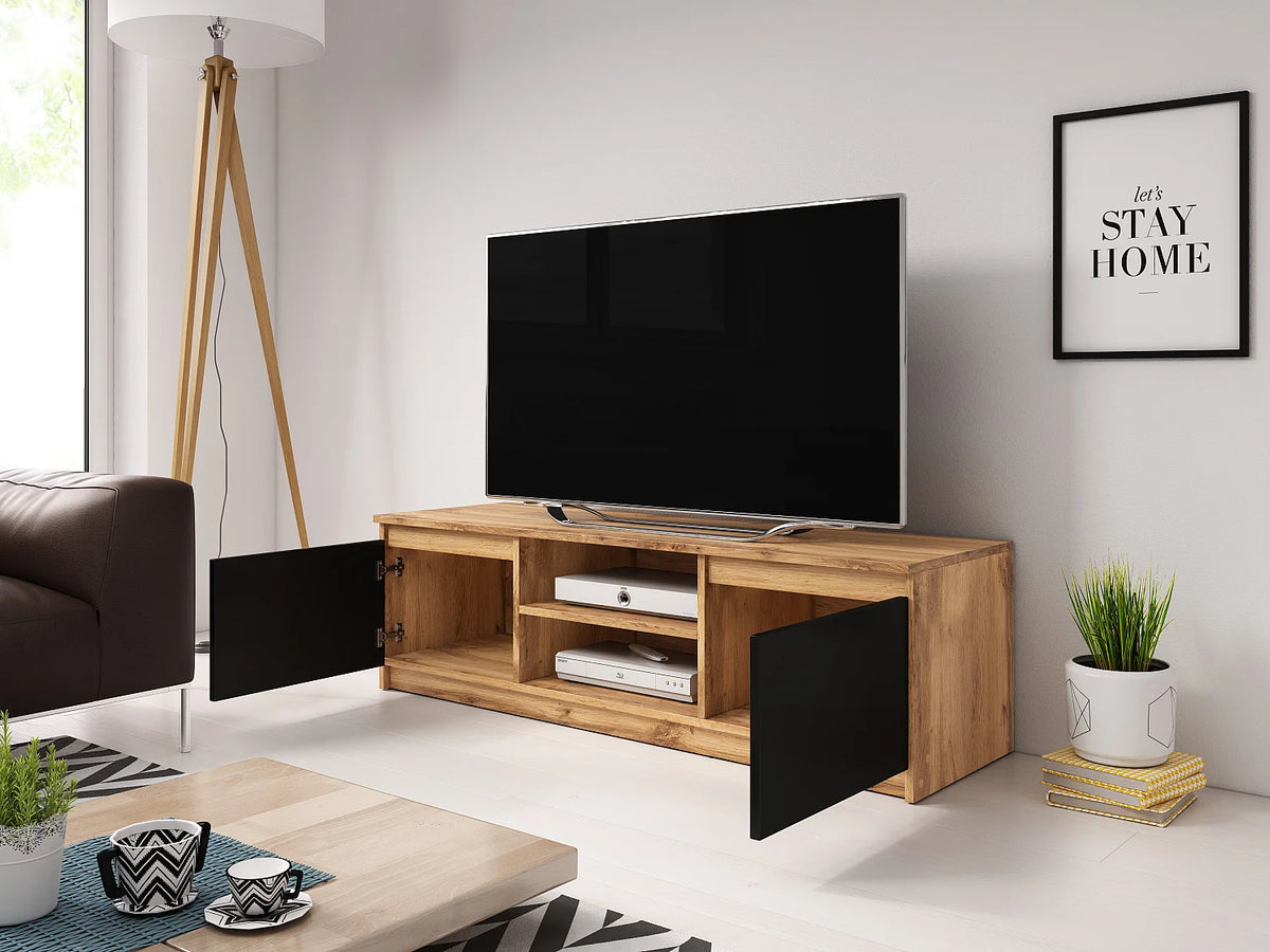 Meuble TV Bas Noir - LAUREN MEBLE BE vue 5