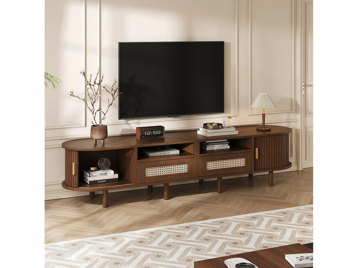 Meuble TV Bas en Bois 170 cm 2 Portes 2 Tiroirs - MODERNLUXE vue 3