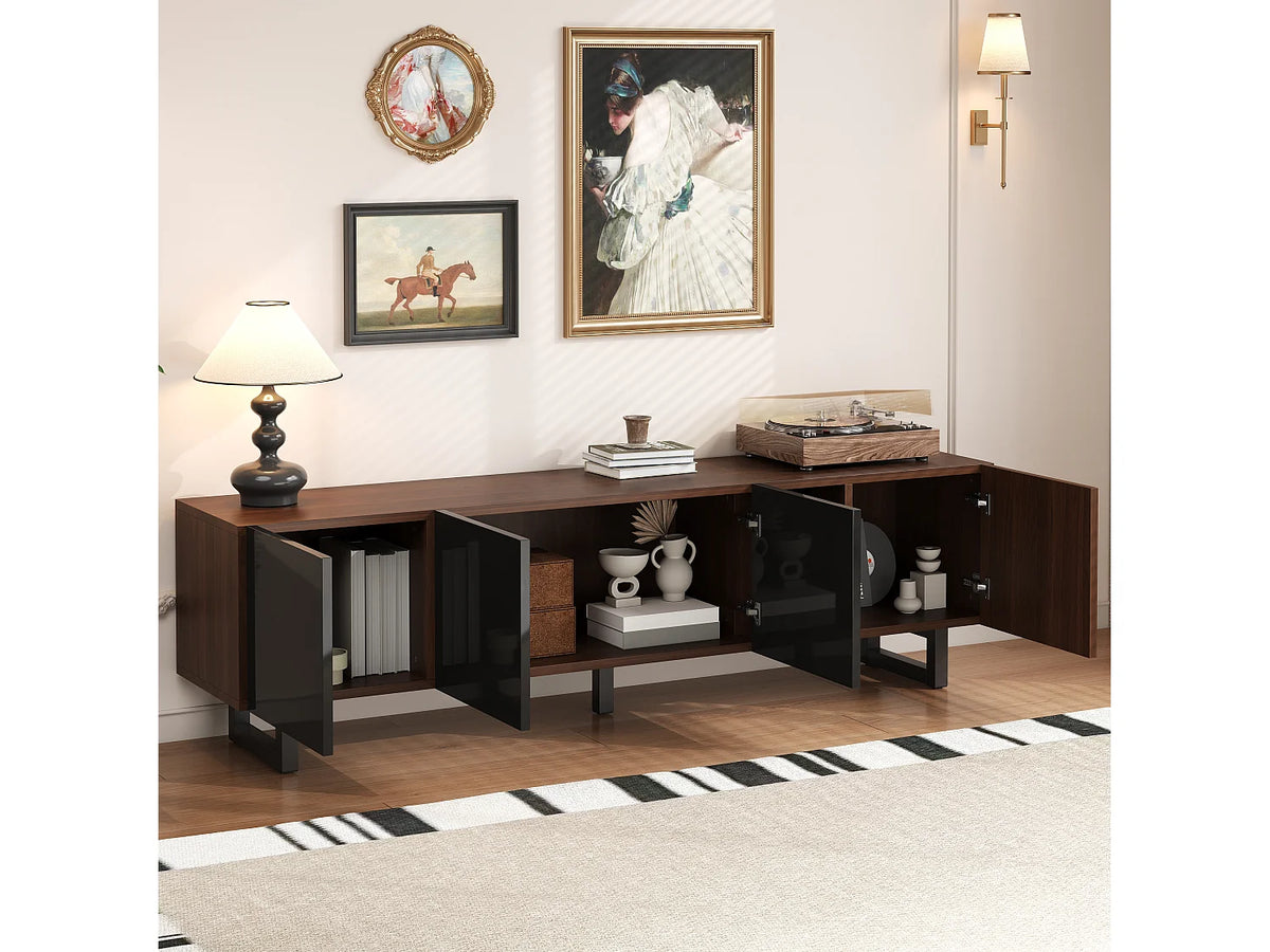 Meuble TV en Bois Noir 180 cm - MODERNLUXE vue 3